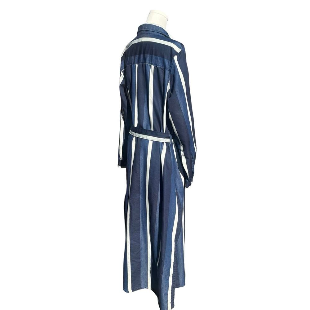 Ashley Stewart Women's Blue Denim Maxi Dress SZ 16 Button Up Long Sleeve Pockets - Picture 3 of 16